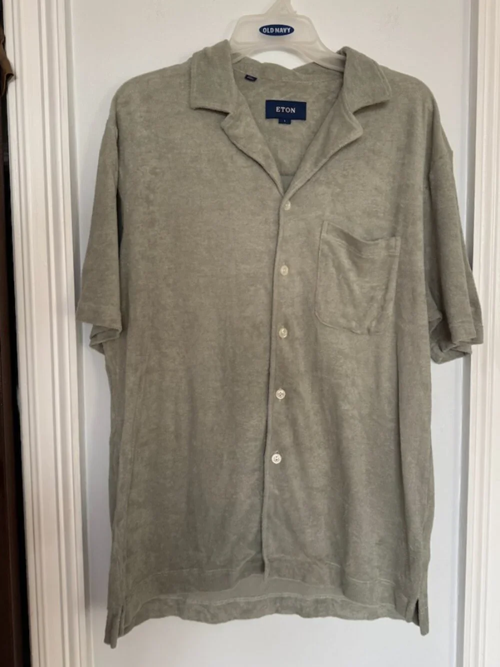 Eton Green Terry Resort Shirt in Large